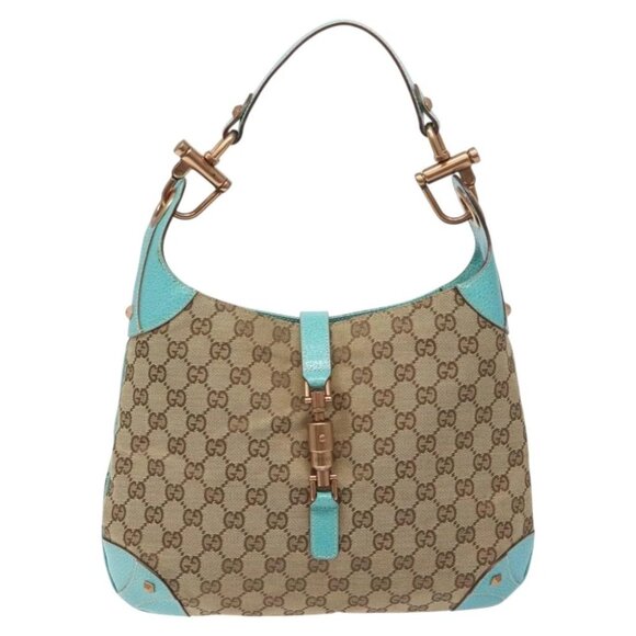 GUCCI Jackie GG Canvas Shoulder Bag Beige 120888 Auth - Picture 1 of 15